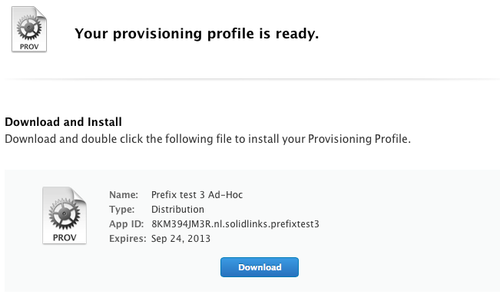 Ad-hoc certificate for my app with Dropbox&rsquo; prefix