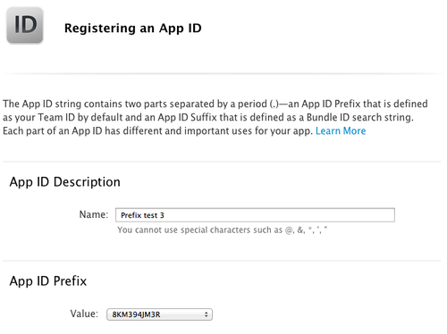 Registering an App ID with Dropbox&rsquo; prefix